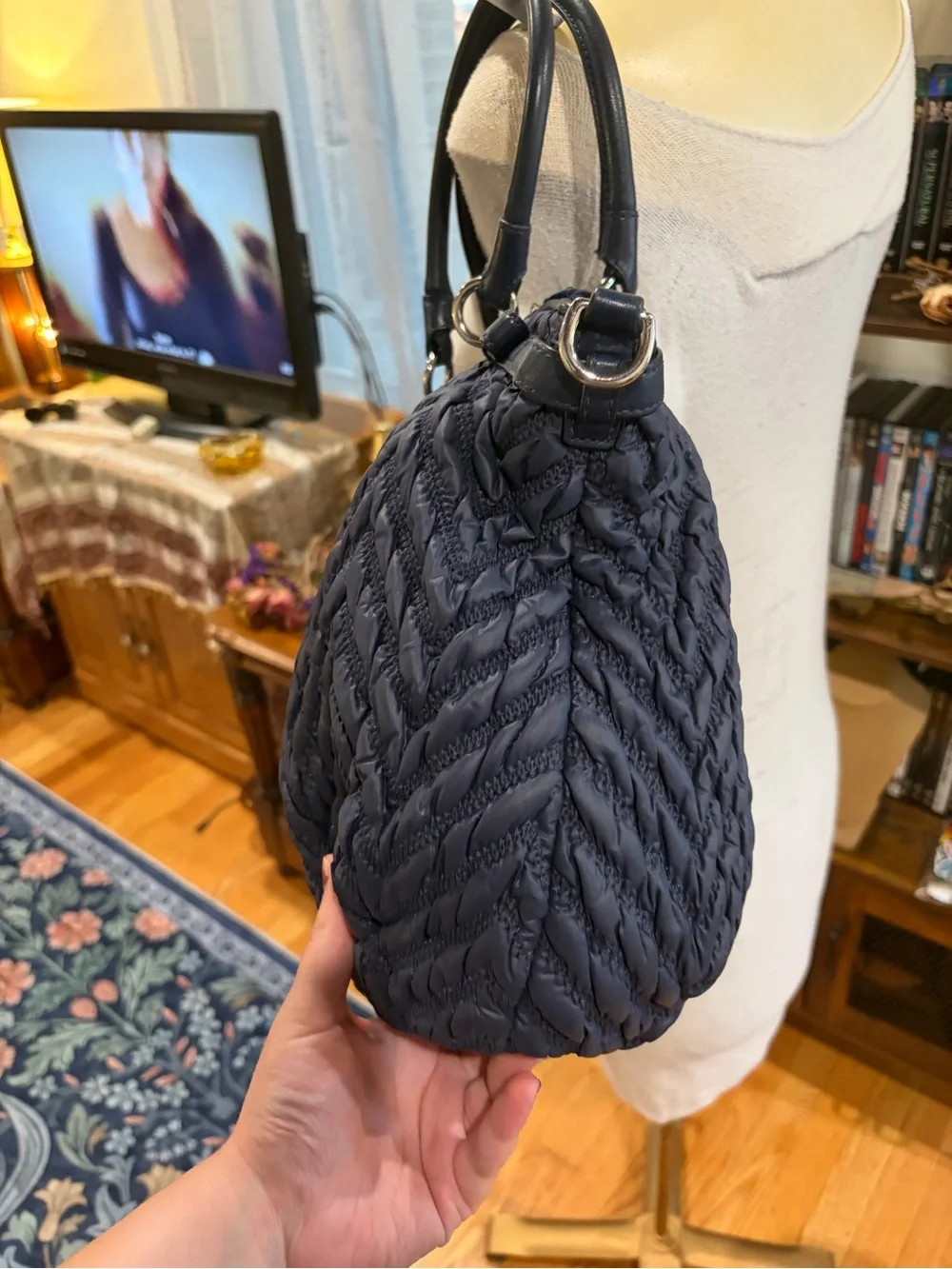 Navy Blue Coach Quilted Madison 70th Anniversary Bag - 18634